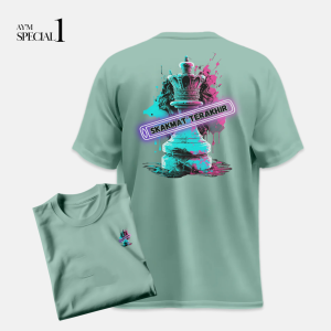 T-Shirt Katun Polos Grafis Pirus Skakmat - Gaya Sporty & Casual