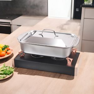 MD-C1236 Panci Stainless Set Tutup Wadah Saji Lauk Tempat Prasmanan Luxury / Panggangan Ikan Persegi
