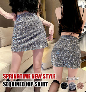 Pure Lust Wind High Waist Hip Skirt Aline Slim Short Sequin Skirt Spice Girl Halfbody Skirt