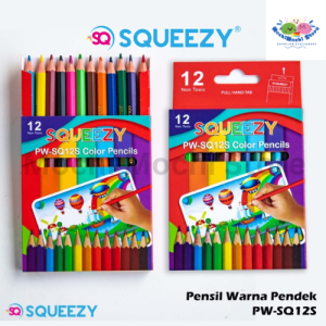 PER KOTAK/12 PACK Pensil Warna Squeezy | Colour Pencil | Pensil Warna Murah | Coloring Pencil | Pensil Warna Pendek PW-SQ12S | Pensil Warna Panjang 12 PW-SQ12L