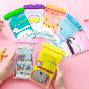 PVC Waterproof Phone Bag Touchscreen with Fun Animal Pattern Phone Sealed Bag for Swimming Rafting