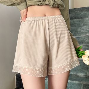 Quần ngắn thun cotton viền ren co dãn mặc nhà Quần đùi nữ mặc trong phòng