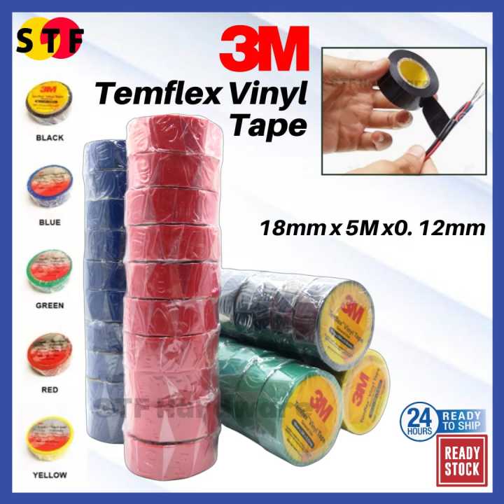 3M Temflex Vinyl PVC Electrical Tape Waterproof Wire Tape [18mm x 5m] (10pcs price) Lazada