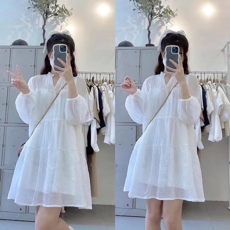 Váy 2 Dây Buộc Nơ Xanh Và Trắng PEONYB Nữ [FREESHIP]🌸 Đầm đũi 3 tầng dáng  dài, babydoll bánh bèo tiểu thư Ulzzang 🌸 | Shopee Việt Nam