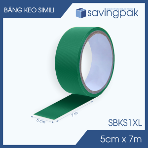 SBKS1XL - 6 cuộn băng keo Simili khổ 5cm x 7m - Xanh lá - Băng dính dán gáy sách đóng cuốn