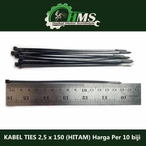 KABEL TIES 25 x 150 (HITAM) Harga Per 10 biji - Tali Krek Kretek Tis Pengikat Kabel Panjang 15cm / 150mm