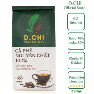Cà phê rang xay nguyên chất- Gu hiện đại Robusta mix Moka vị đậm đà chua thanh hậu ngọt- Pha phin pha máy - D.CHI coffee 250gr