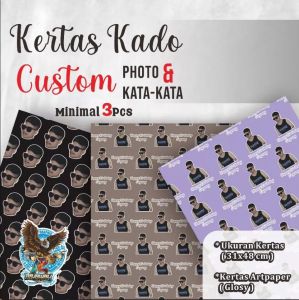 KERTAS KADO CUSTOM SATUAN | DESIGN BEBAS | BAHAN ART PAPER GLOSY
