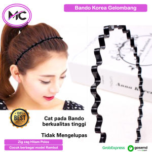Bando Kawat Hitam 2 PCS Bando Korea Style Bandana Model Besi Gelombang Zigzag Polos Headband Bahan Besi Sirkam Aksesoris Rambut Pria Wanita Gondrong Murah