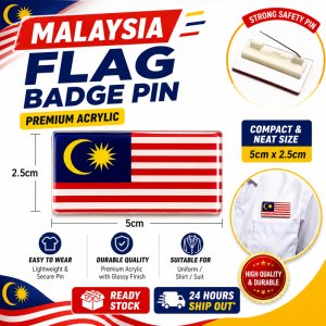 🔥 5PCS 20PCS 50PCS Malaysia Flag Crystal Brooch Metal Lapel Pin National Day Souvenir Gift School Office Event