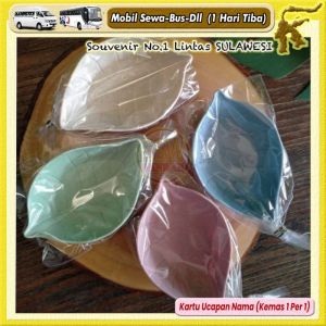 ( isi 50 pcs ) Souvenir MANGKOK SAMBAL MODEL DAUN kemas PLASTIK Kartu Ucapan Suvenir Murah Makassar