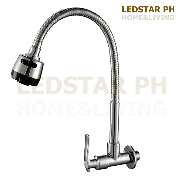 Kitchen Faucet Stainless 360° Rotate Flexible Cold Tap Wall Mounted