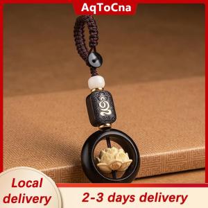 [COD] AqToCna Ship within 24 hours New Buddhism Lotus Flower Keychain Accessories Wooden Buddha Lucky Beads Keyring Pendant Car Bag Key Chain  Gift