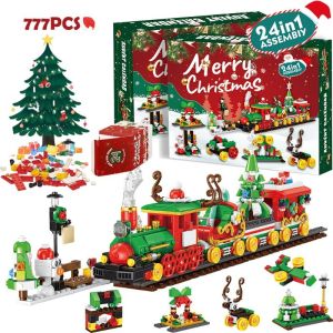 Christmas Advent Calendar 24 Days Countdown DIY Jesus Train Bricks Toys Surprise Christmas Gift