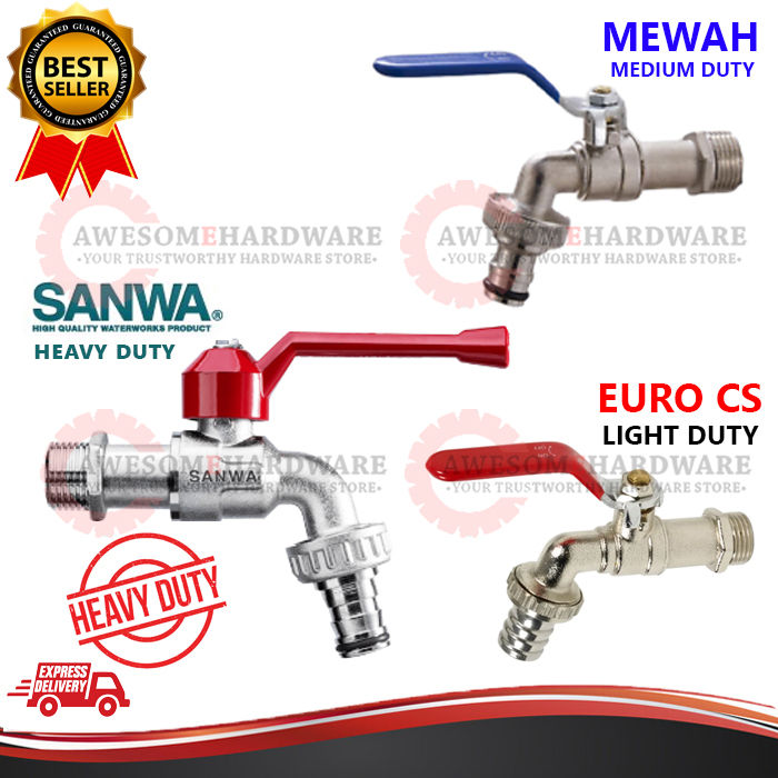 SANWA/MEWAH/EUROCS 1/2" OUTDOOR BRASS CHROMED BIB TAP WASHING MACHINE ITALY GARDEN TAP BIB TAP WALL TAP PILI AIR LUAR
