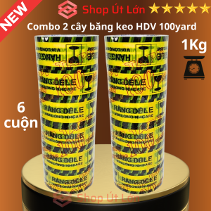 Combo 2 cây băng keo hàng dễ vỡ 1 cây 100yard nặng 1kg rộng 4.7cm lõi giấy 5mm. mỗi cây gồm 6 cuộn