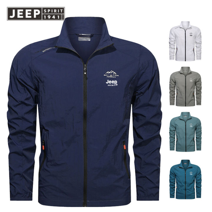 JEEP SPIRIT เสื้อแจ็กเก็ตวิ่งผู้ชาย,เสื้อแจ็กเก็ตกันน้ำ Jaket Daki ...