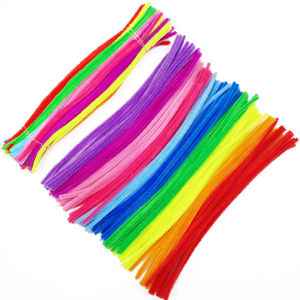100pcs Colorful Dense fuzzy wire pipe cleaner craft flower Chenille Stem Childrens Handmade DIY Ingredients Wool Strip Macaron Handmade Toys
