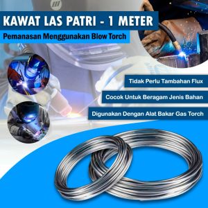 TUKUO   Kawat Timah Las Patri 1 Meter Aluminium Brazing 1 mm Flux Suhu Temperatur Rendah – Kawat Las Welding Copper Pengelasan Kawat Las Patri Electrode