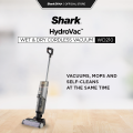 Shark Hydrovac Wet & Dry Cordless Vacuum, 3-in-1 Multi Surface Cleaner, Antimicrobial Brushroll, Eliminate Odours, Dual-Tank System, LED headlights, up to 30 mins run time, Smart LED display, 2 Year Warranty, Shark WD210SM. 
