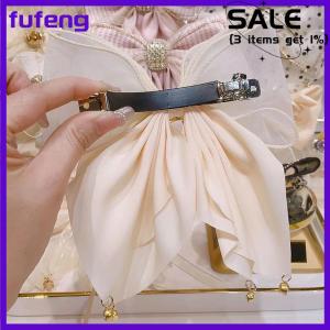fufeng Korean Style Sweet Fashion Girls Princess Hair Clip Rhinestone Big Bow Hairpin For Women Headwear Spring Clip Hair Accessories