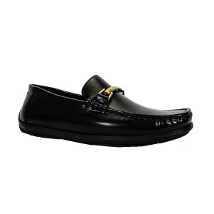 Mens Classic Leather Loafers with Gold Detail MX 25465 - Black/Dark Brown C59