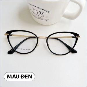 Gọng kính cận nữ mắt mèo 11916 mắt kính giả cận nữ nhựa Acetate tròng trong suốt chống tia UV ánh sáng xanh