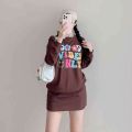 9113-LongSleeve Waffle Terno Skirt with Two Side Pocket Can fit to S-M/L-XL. 