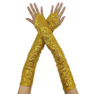 CHENJIE Vintage Sequins Gloves Fingerless Shining Cosplay Mittens Fashion Gothic Dancing Gloves Party Club