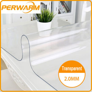 (2mm Transparent Rectangle)Thick Crystal Clear Table Protector for Dining Room Table Plastic Protective Table Pad Kitchen Wood Grain Vinyl Tablecloth Cover