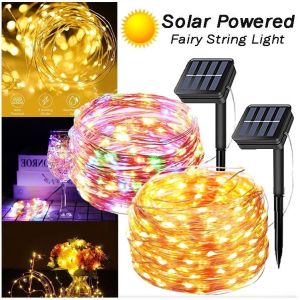 SG SELLER FAST DELIVERY 10M 100LED/20M 200LED Solar Powered 8 Modes Fairy String Lights Outdoor Homes Decorative