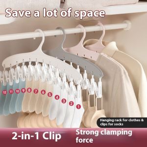 12 Clips Foldable Windproof Laundry Hanger Drying Rack for Socks Underwear Towels and Baby Clothes