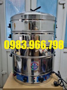 Nối Hấp Bánh Bao CHạy Điện INOX 1-2-3 Tầng Hấp