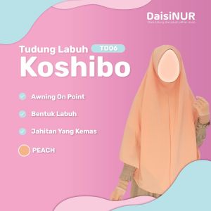 Tudung Labuh Koshibo Peach 2Lapis Bidang 60inci Hijab for Women