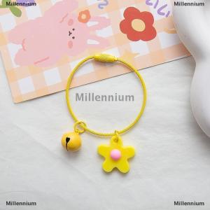 [COD] Millennium Candy Colors Flowers Key Chain Sweet Wire Rope Pendant With Bell Car Key Ring Backpack Charms Bag Decor