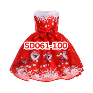 MRS.DIY ชุดราตรีเด็ก คริสมาสต์ ออกงานปีใหม่ ชุดเทศกาลซานต้า ซานตี้ ใส่ในเทศกาล ปาร์ตี้ คุณภาพเนื้อผ้าดีมาก SD061