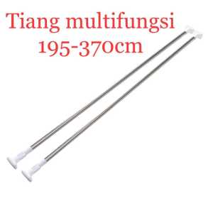 tiang fleksibel stainless 195-370cm tiang gorden / tiang kamar mandi