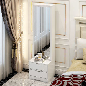 กระจกเต็มตัว กระจกส่องเต็มตัว กระจกยาว ตู้เสื้อผ้า ตู้กระจกตั้งพื้น ตู้พร้อมกระจก กระจกแต่งหน้า มีราวแขวนและชั้นวางของ หมุนได้ 360 องศ