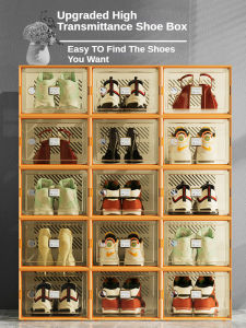【Fans tone】Shoe Cabinet High Light Transmission Transparent Slippers Sneakers Storage Shoes Box Thickened Dustproof Shoe Organizer Box