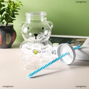 [COD] xiangshun Bear Cup Plastic Honeybear Straw Cup Plastic Cups With Lids And Straws Cute Mugs Bear Sippy Cups Coffee Beer Wine