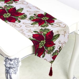 YERZ Polyester and Cotton Banquet Delicate Snowman Home Table Party Decoration Wedding Decoration Kitchen Flowers Tablecloth Christmas Decoration Table Runner Christmas Table Runner