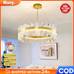 【Free gift】80CM Nordic Tri Color Chandelier For Living Room Pendant Ceiling Light Hanging Lamp Dining Drop Lights