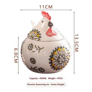 Calcenubes lọ gia vị bằng gốm hình gà trống sáng tạo có nắp và muỗng để sử dụng nhà bếp