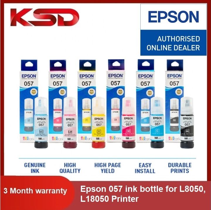 Epson 057 Ink Bottle for EPSON L8050, L18050 Printer (Black Cyan ...