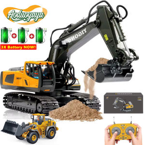 Aoduoyaya 2.4G Alloy Remote Engineering Truck Toys 9-11 Channel RC Excavator Dump Truck Track Type Bulldozer