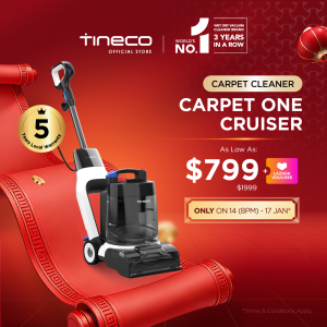 Tineco Carpet One Cruiser Smart Carpet Vacuum Cleaner | 130AW Suction | 75°C PowerDry Tech | Hot-air FlashDry Self Cleaning