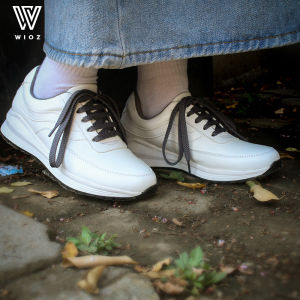 Wioz - Sepatu Sneakers Wanita W 29851 Sepatu Kets Sporty Kuliah Kerja Hangout Kulit Sintetis Warna Putih