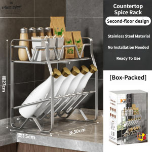 [SG Stock]Stainless Steel Kitchen Storage Rack Spice Rack Kitchen Organizer Multi-Functional Pot Rack Multi-Layer Spice Shelf