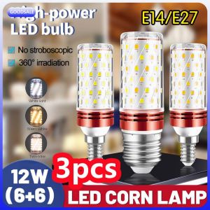 3PCS/5PCS High Quality Led TriColor Light Corn Bulbs Lamp 12W E27 Led Bulb From Home Office Lights AC 220V Corn Bulb Chandelier Decor High Brightness Without Dazzling earphea
