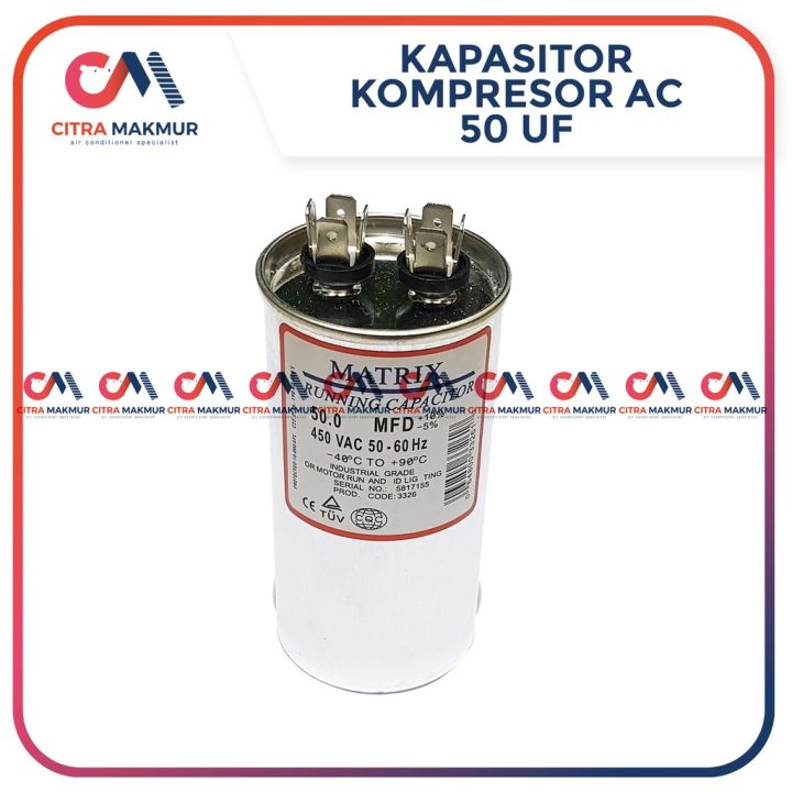 Kapasitor AC 50 uF Capasitor Air Conditioner Kompresor Compresor Tabung ...